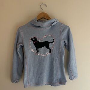 Girls (L) The Black Dog Graphic Light Blue Hoodie with Heart